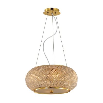 Ideal Lux - Kristall-Kronleuchter an Aufhängung PASHA 14xE14/40W/230V d 65 cm golden