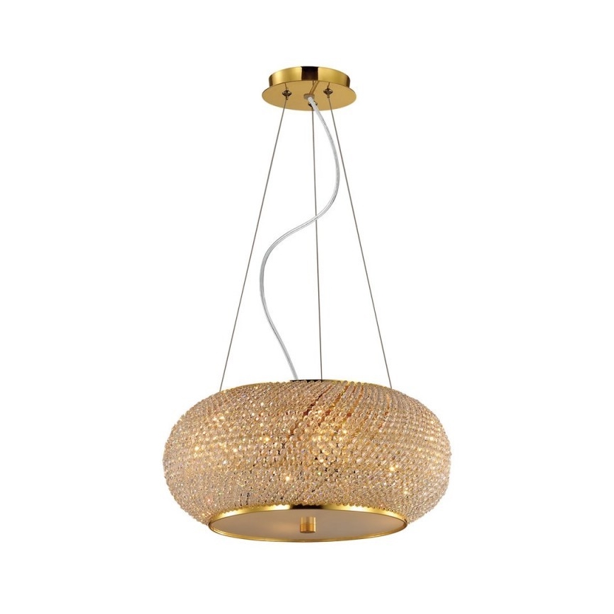 Ideal Lux - Kristall-Kronleuchter an Aufhängung PASHA 14xE14/40W/230V d 65 cm golden
