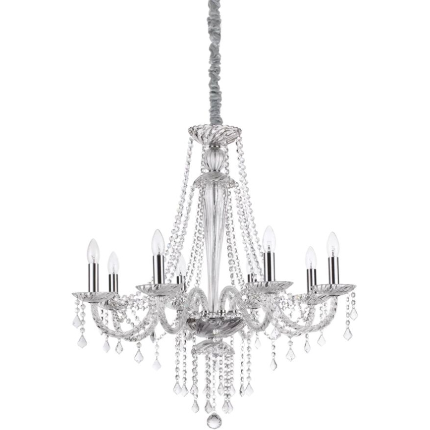 Ideal Lux - Kristall-Kronleuchter an Kette AMADEUS 8xE14/40W/230V d 80 cm klar