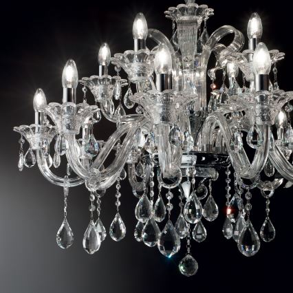 Ideal Lux - Kristall-Kronleuchter an Kette COLOSSAL 15xE14/40W/230V d 95 cm klar/glänzendes Chrom