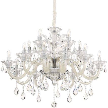 Ideal Lux - Kristall-Kronleuchter an Kette COLOSSAL 15xE14/40W/230V d 95 cm cremefarben/glänzendes Chrom