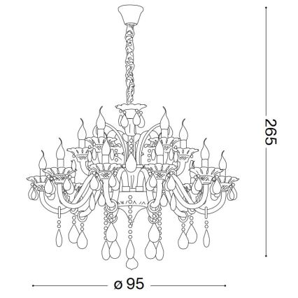 Ideal Lux - Kristall-Kronleuchter an Kette COLOSSAL 15xE14/40W/230V d 95 cm cremefarben/glänzendes Chrom