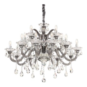 Ideal Lux - Kristall-Kronleuchter an Kette COLOSSAL 15xE14/40W/230V d 95 cm grau/glänzendes Chrom