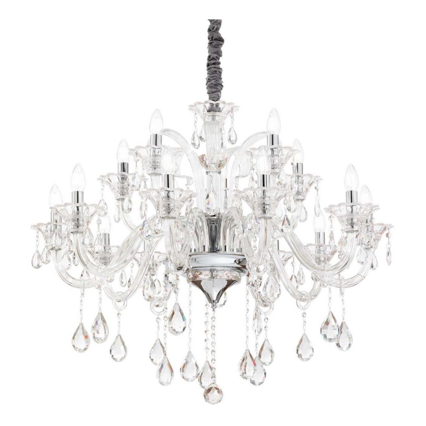 Ideal Lux - Kristall-Kronleuchter an Kette COLOSSAL 15xE14/40W/230V d 95 cm klar/glänzendes Chrom