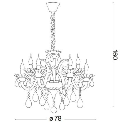 Ideal Lux - Kristall-Kronleuchter an Kette COLOSSAL 8xE14/40W/230V d 78 cm glänzendes Chrom