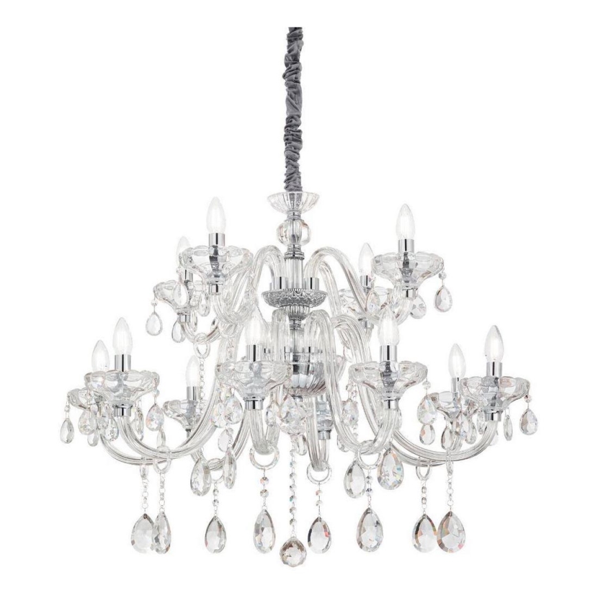 Ideal Lux - Kristall-Kronleuchter an Kette CONTINENTAL 12xE14/40W/230V d 86 cm klar