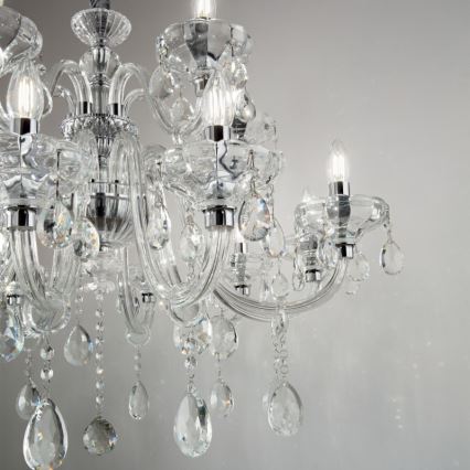 Ideal Lux - Kristall-Kronleuchter an Kette CONTINENTAL 12xE14/40W/230V d 86 cm klar