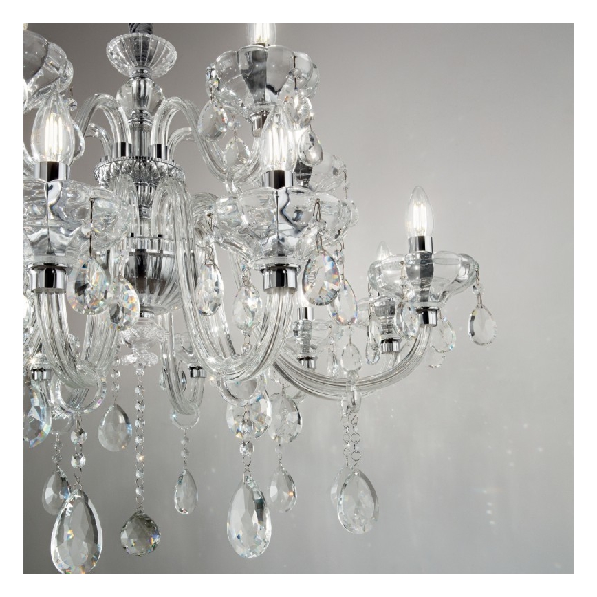 Ideal Lux - Kristall-Kronleuchter an Kette CONTINENTAL 12xE14/40W/230V d 86 cm klar
