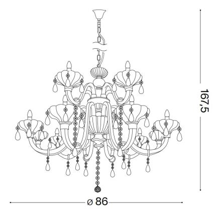 Ideal Lux - Kristall-Kronleuchter an Kette CONTINENTAL 12xE14/40W/230V d 86 cm klar
