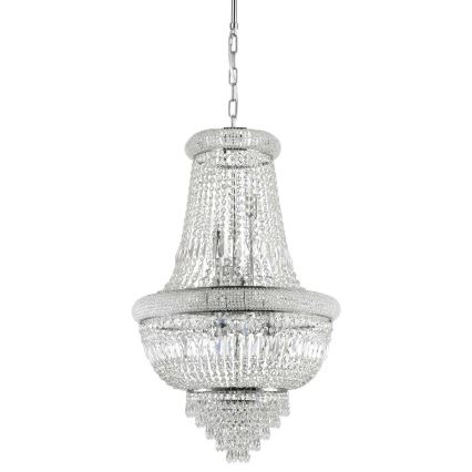 Ideal Lux - Kristall-Kronleuchter an Kette DUBAI 10xE14/28W/230V d 52 cm glänzendes Chrom