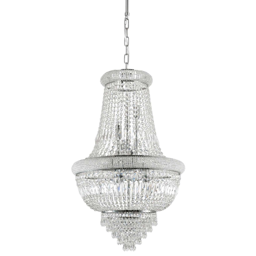 Ideal Lux - Kristall-Kronleuchter an Kette DUBAI 10xE14/28W/230V d 52 cm glänzendes Chrom