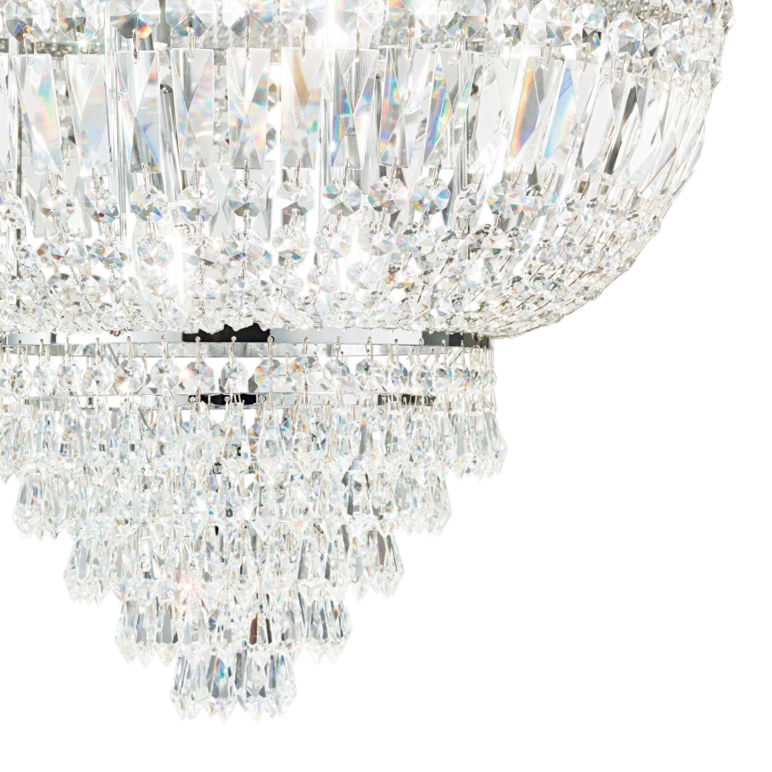 Ideal Lux - Kristall-Kronleuchter an Kette DUBAI 10xE14/28W/230V d 52 cm glänzendes Chrom