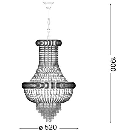 Ideal Lux - Kristall-Kronleuchter an Kette DUBAI 10xE14/28W/230V d 52 cm glänzendes Chrom