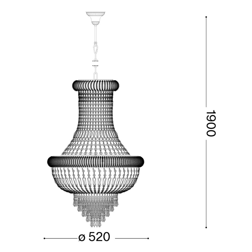 Ideal Lux - Kristall-Kronleuchter an Kette DUBAI 10xE14/28W/230V d 52 cm glänzendes Chrom