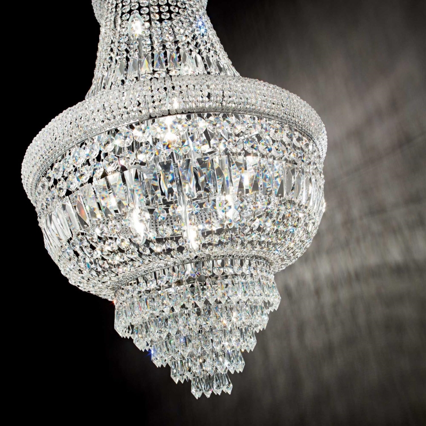 Ideal Lux - Kristall-Kronleuchter an Kette DUBAI 10xE14/28W/230V d 52 cm glänzendes Chrom