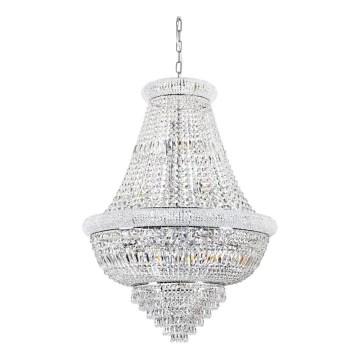 Ideal Lux - Kristall-Kronleuchter an Kette DUBAI 24xE14/28W/230V d 80 cm glänzendes Chrom