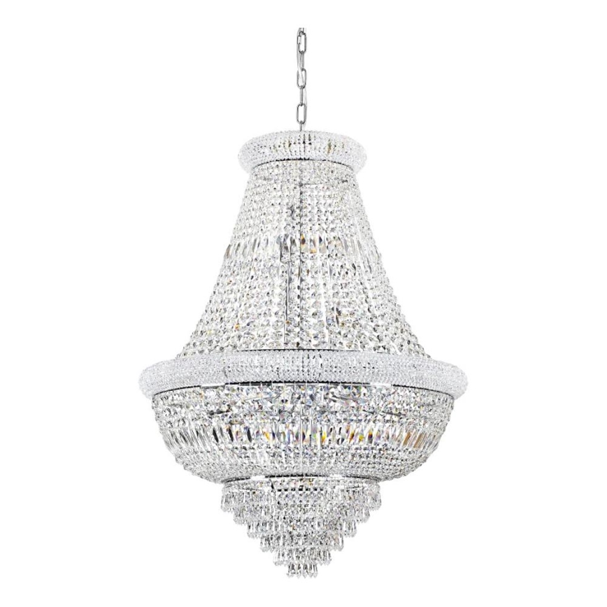 Ideal Lux - Kristall-Kronleuchter an Kette DUBAI 24xE14/28W/230V d 80 cm glänzendes Chrom