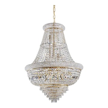 Ideal Lux - Kristall-Kronleuchter an Kette DUBAI 24xE14/28W/230V d 80 cm golden