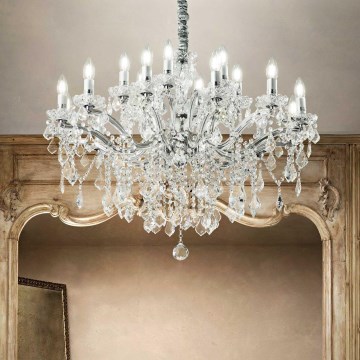 Ideal Lux - Kristall-Kronleuchter an Kette FLORIAN 18xE14/40W/230V d 86 cm klar