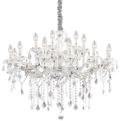 Ideal Lux - Kristall-Kronleuchter an Kette FLORIAN 18xE14/40W/230V d 86 cm klar