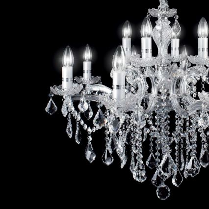 Ideal Lux - Kristall-Kronleuchter an Kette FLORIAN 18xE14/40W/230V d 86 cm klar