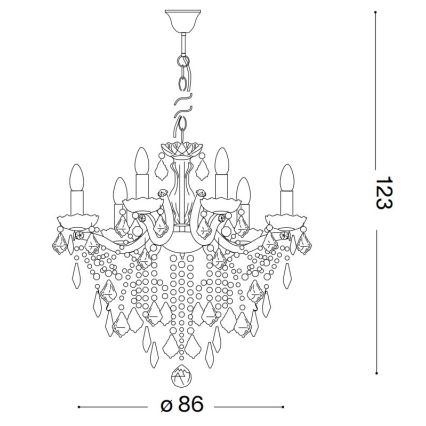 Ideal Lux - Kristall-Kronleuchter an Kette FLORIAN 18xE14/40W/230V d 86 cm klar