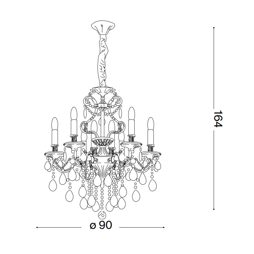 Ideal Lux - Kristall-Kronleuchter an Kette GIOCONDA 12xE14/40W/230V d 90 cm golden