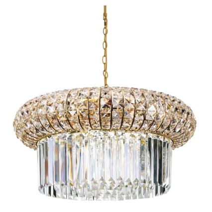 Ideal Lux - Kristall-Kronleuchter an Kette NABUCCO 12xE14/40W/230V d 60 cm golden