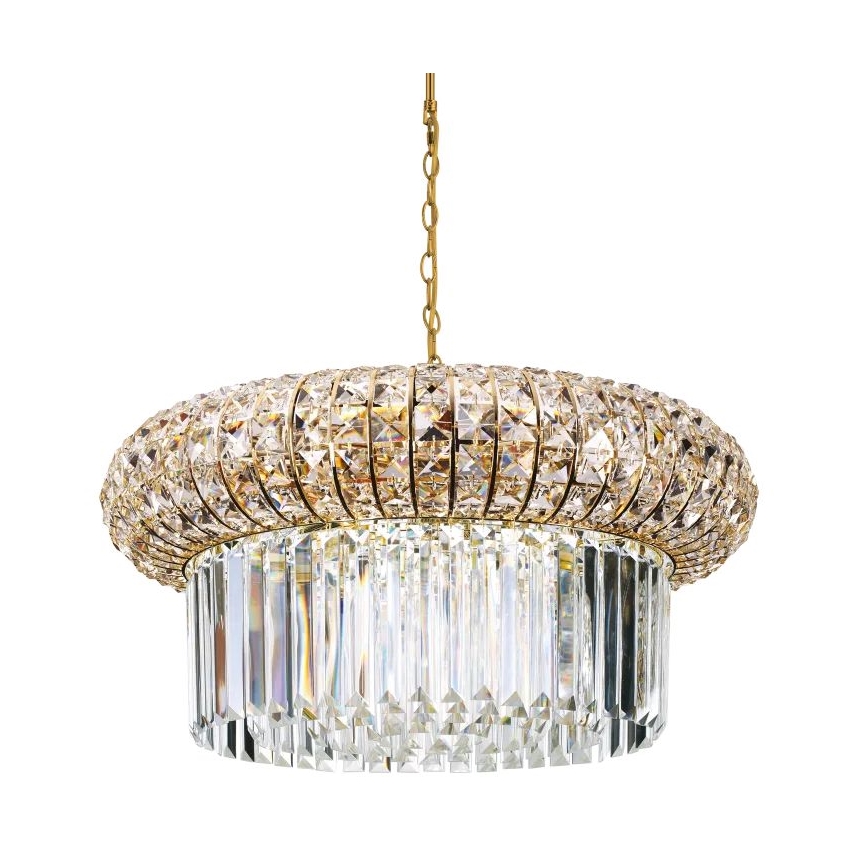 Ideal Lux - Kristall-Kronleuchter an Kette NABUCCO 12xE14/40W/230V d 60 cm golden