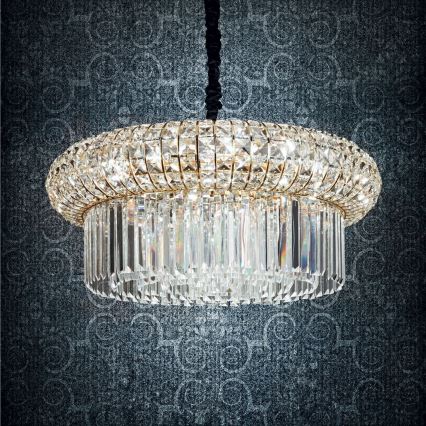 Ideal Lux - Kristall-Kronleuchter an Kette NABUCCO 12xE14/40W/230V d 60 cm golden