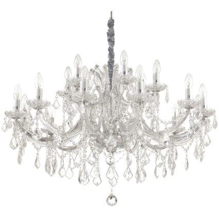 Ideal Lux - Kristall-Kronleuchter an Kette NAPOLEON 18xE14/40W/230V d 96 cm glänzendes Chrom