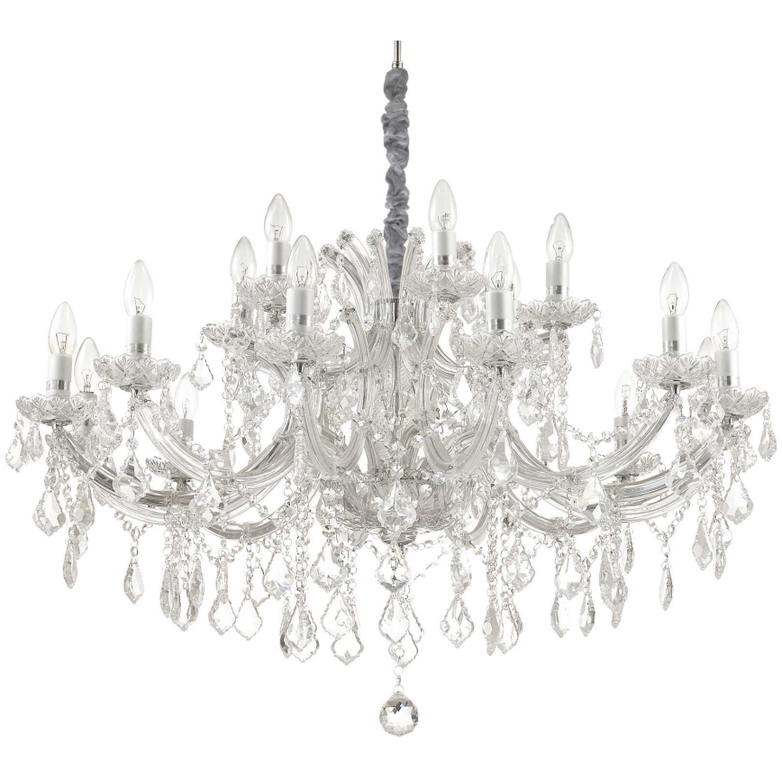 Ideal Lux - Kristall-Kronleuchter an Kette NAPOLEON 18xE14/40W/230V d 96 cm glänzendes Chrom
