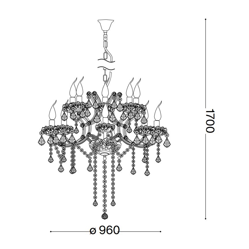 Ideal Lux - Kristall-Kronleuchter an Kette NAPOLEON 18xE14/40W/230V d 96 cm glänzendes Chrom