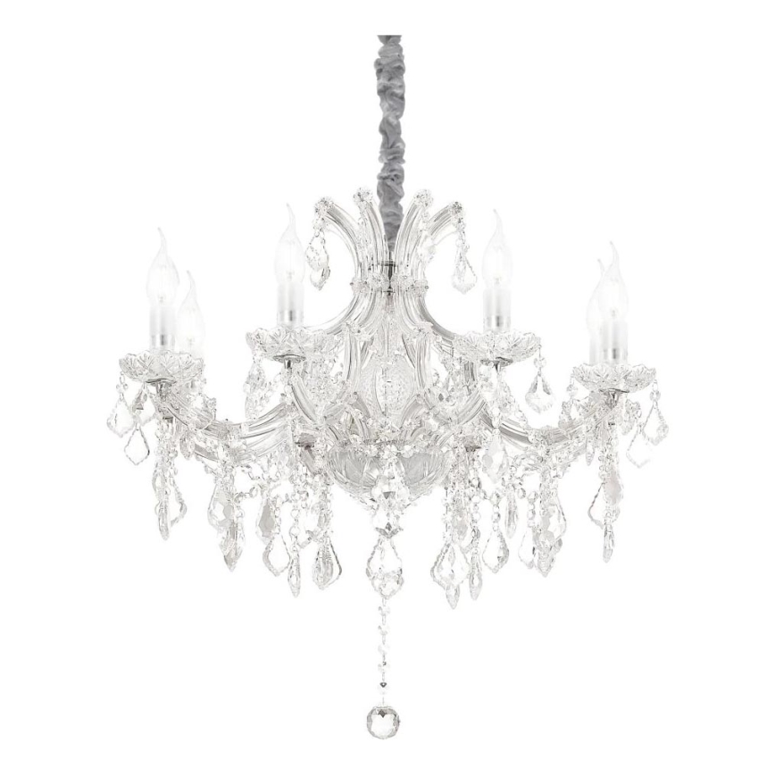 Ideal Lux - Kristall-Kronleuchter an Kette NAPOLEON 8xE14/40W/230V d 67 cm Chrom