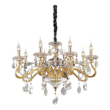 Ideal Lux - Kristall-Kronleuchter an Kette NEGRESCO 8xE14/28W/230V d 73,5 cm golden