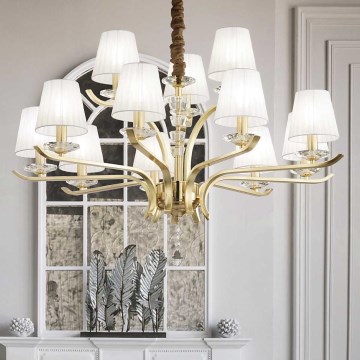 Ideal Lux - Kristall-Kronleuchter an Kette PEGASO 12xE14/28W/230V d 102 cm golden