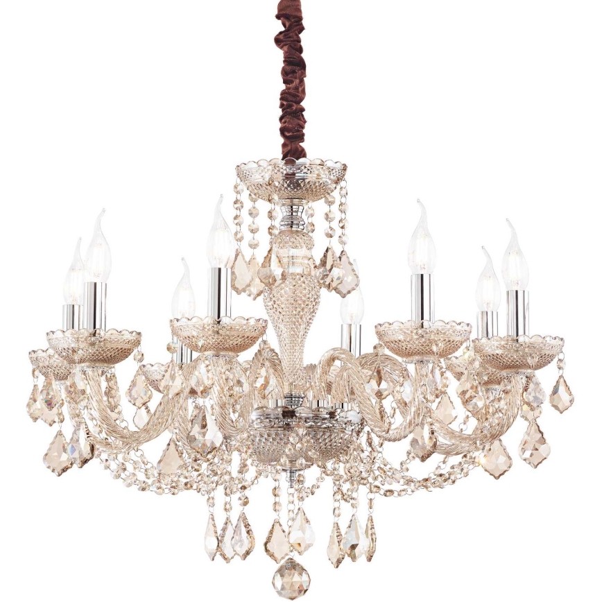 Ideal Lux - Kristall-Kronleuchter an Kette ROSE 8xE14/40W/230V d 78 cm beige