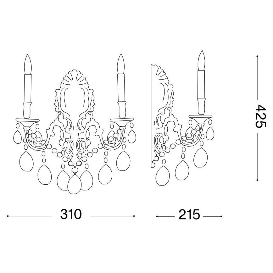 Ideal Lux - Kristall-Wandleuchte GIOCONDA 2xE14/40W/230V silbern