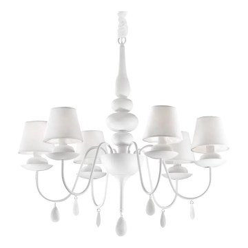 Ideal Lux - Kronleuchter an Kette BLANCHE 6xE14/40W/230V d 75 cm weiß