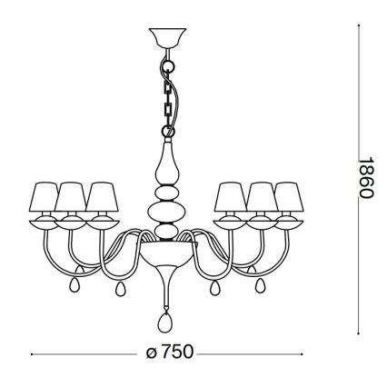Ideal Lux - Kronleuchter an Kette BLANCHE 6xE14/40W/230V d 75 cm weiß