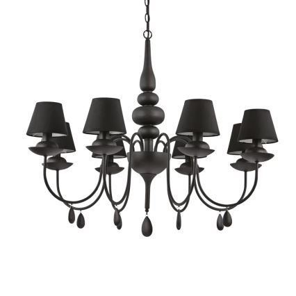 Ideal Lux - Kronleuchter an Kette BLANCHE 8xE14/40W/230V d 92 cm schwarz