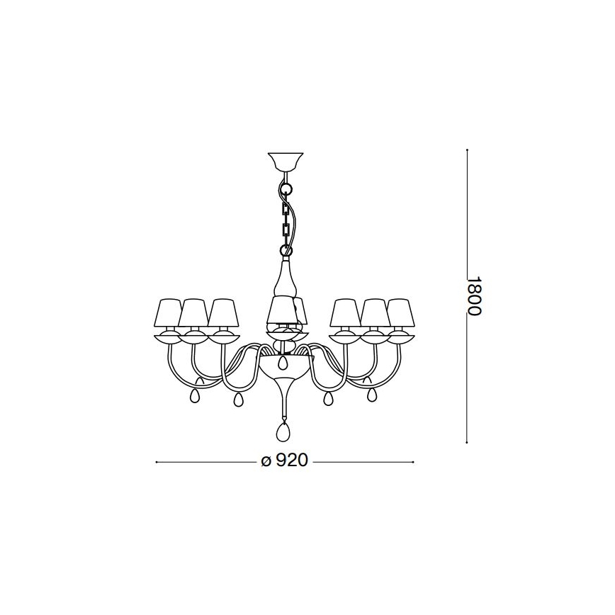 Ideal Lux - Kronleuchter an Kette BLANCHE 8xE14/40W/230V d 92 cm schwarz