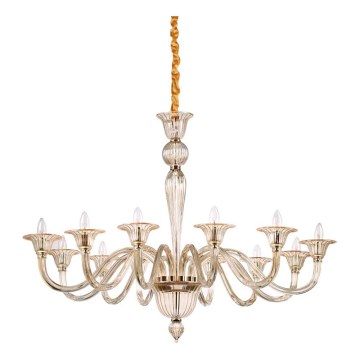 Ideal Lux - Kronleuchter an Kette BRIGITTA 12xE14/40W/230V d 120 cm Messing