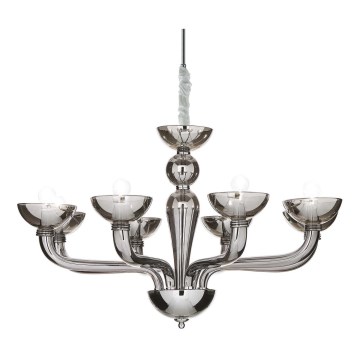 Ideal Lux - Kronleuchter an Kette CASANOVA 8xE14/40W/230V d 88 cm grau
