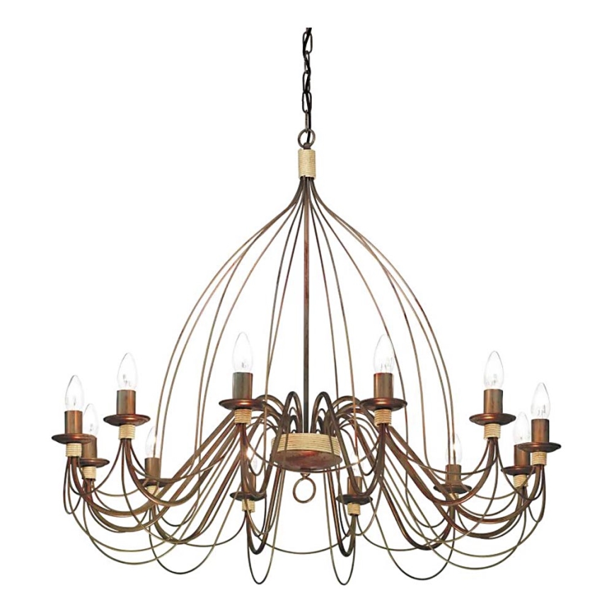 Ideal Lux - Kronleuchter an Kette CORTE 12xE14/40W/230V d 95 cm kupfern