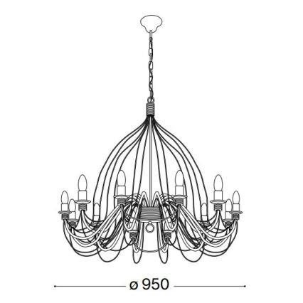 Ideal Lux - Kronleuchter an Kette CORTE 12xE14/40W/230V d 95 cm kupfern