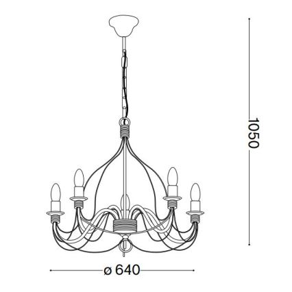 Ideal Lux - Kronleuchter an Kette CORTE 5xE14/40W/230V d 54 cm kupfern
