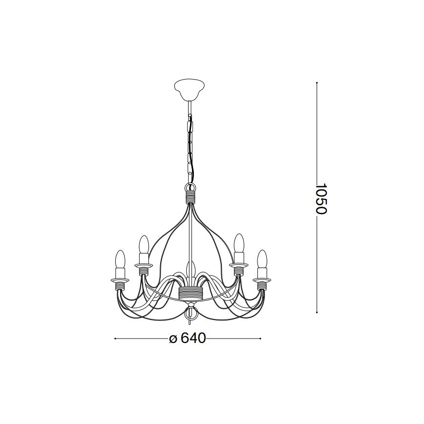 Ideal Lux - Kronleuchter an Kette CORTE 5xE14/40W/230V d 54 cm kupfern
