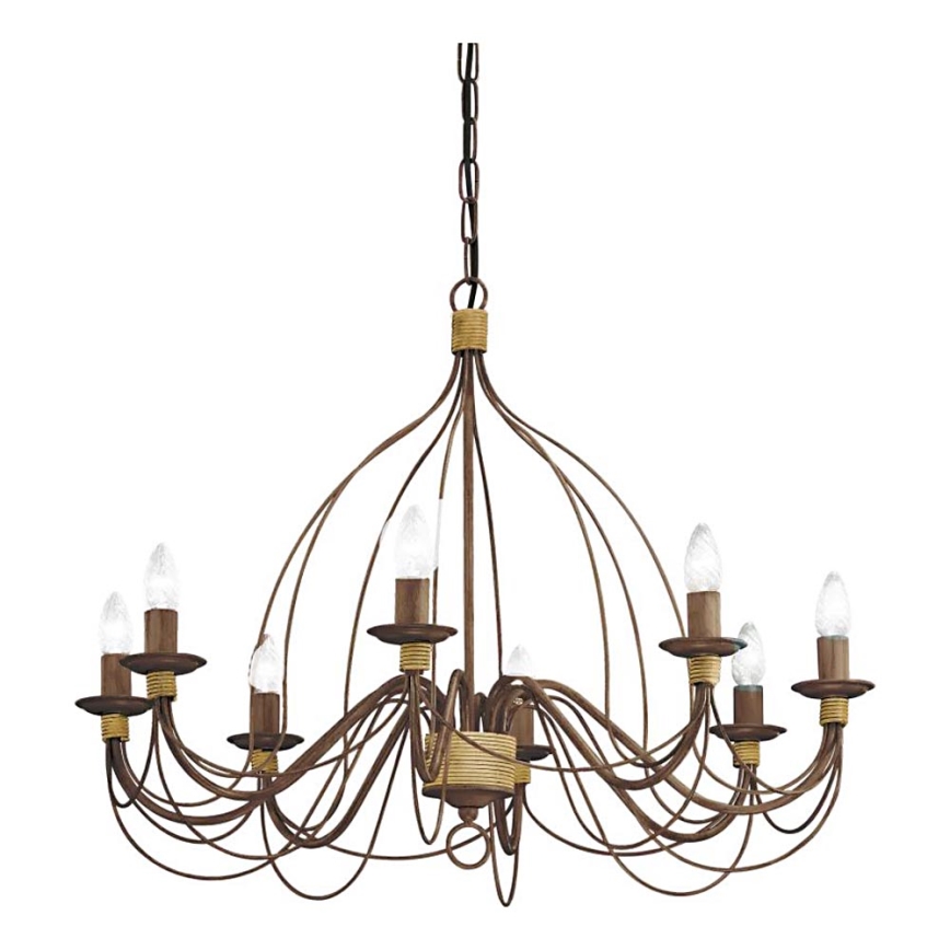 Ideal Lux - Kronleuchter an Kette CORTE 8xE14/40W/230V d 80 cm kupfern