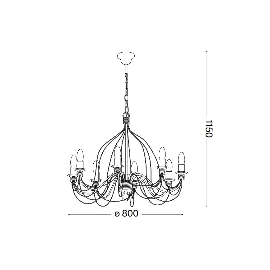 Ideal Lux - Kronleuchter an Kette CORTE 8xE14/40W/230V d 80 cm kupfern